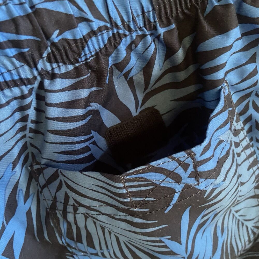 Lands End Men’s 8" Swim Shorts Trunks Sz Large 36-38 Blue Palms Tropical Beach - Picture 6 of 13
